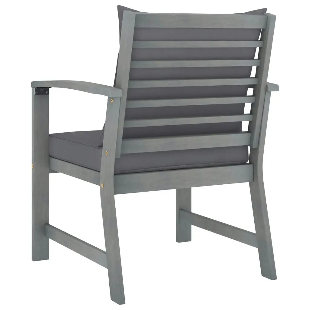 Garden Chairs 2 pcs with Dark Grey Cushions Solid Acacia Wood 311827