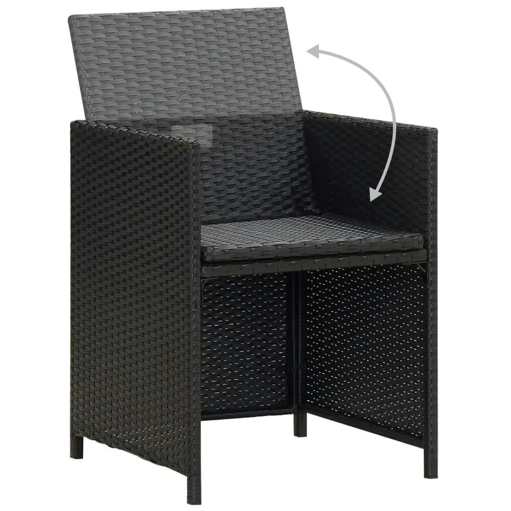 Garden Chairs 2 pcs with Cushions and Pillows Poly Rattan Black 42559