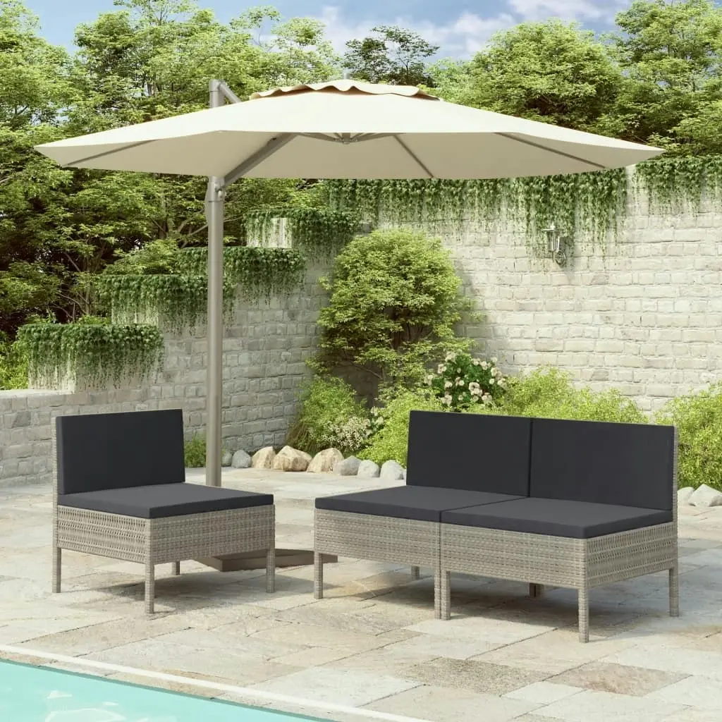 Garden Chairs 3 pcs with Cushions Poly Rattan Grey 310192