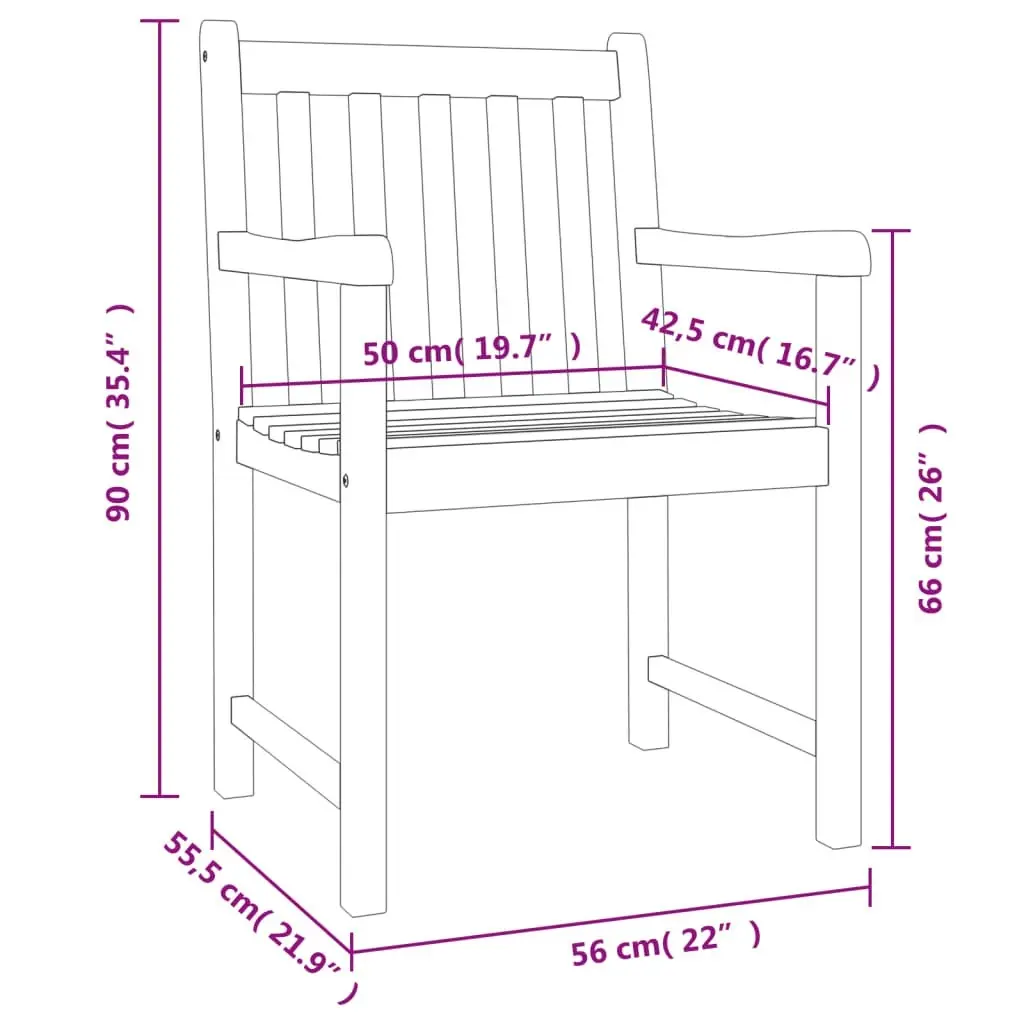 Garden Chairs 4 pcs 56x55.5x90 cm Solid Wood Acacia 3206272