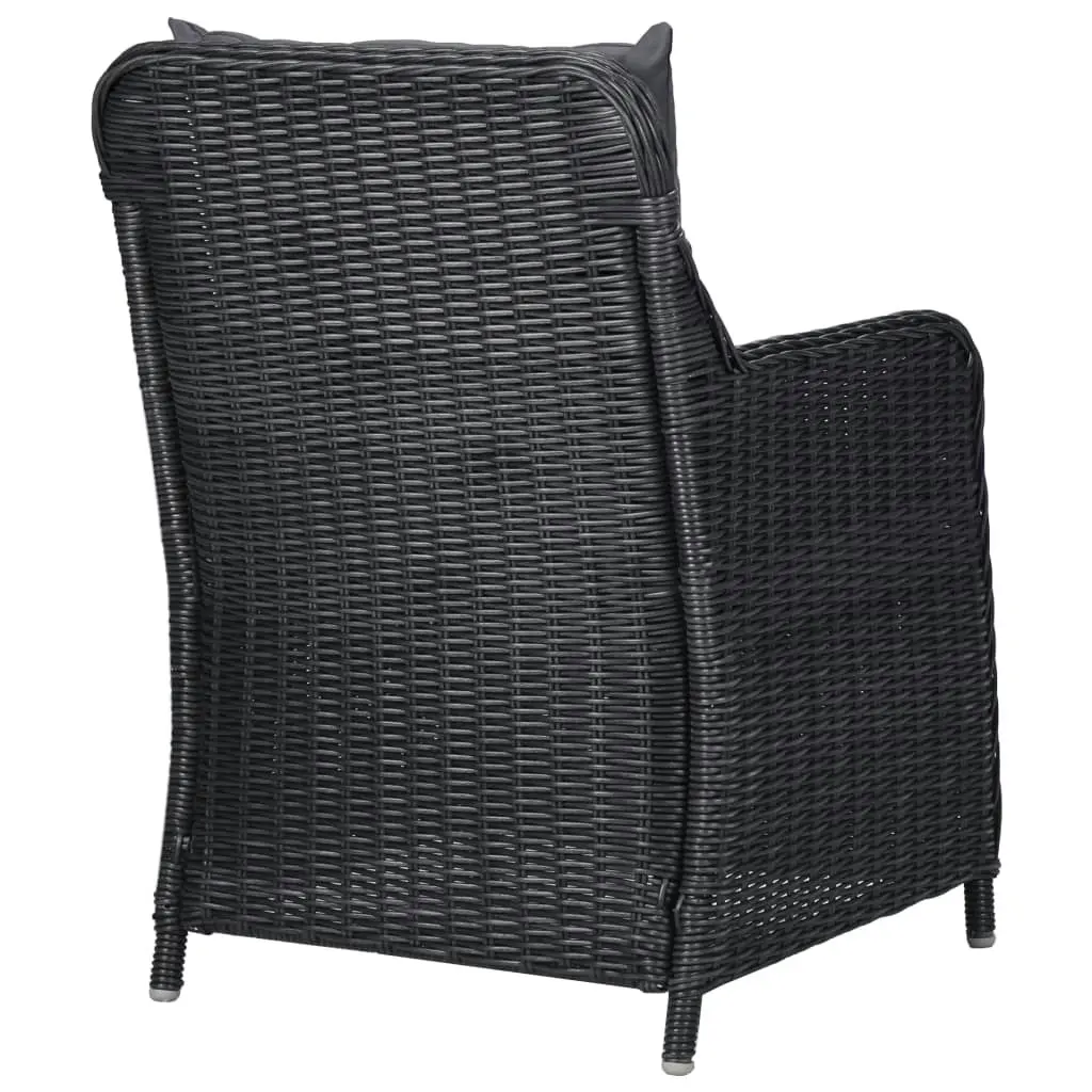 Garden Chairs 2 pcs with Tea Table Poly Rattan Black 46550