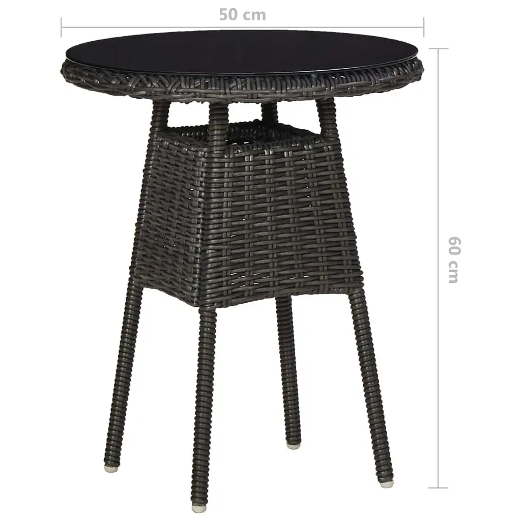 Garden Chairs 2 pcs with Tea Table Poly Rattan Black 46550