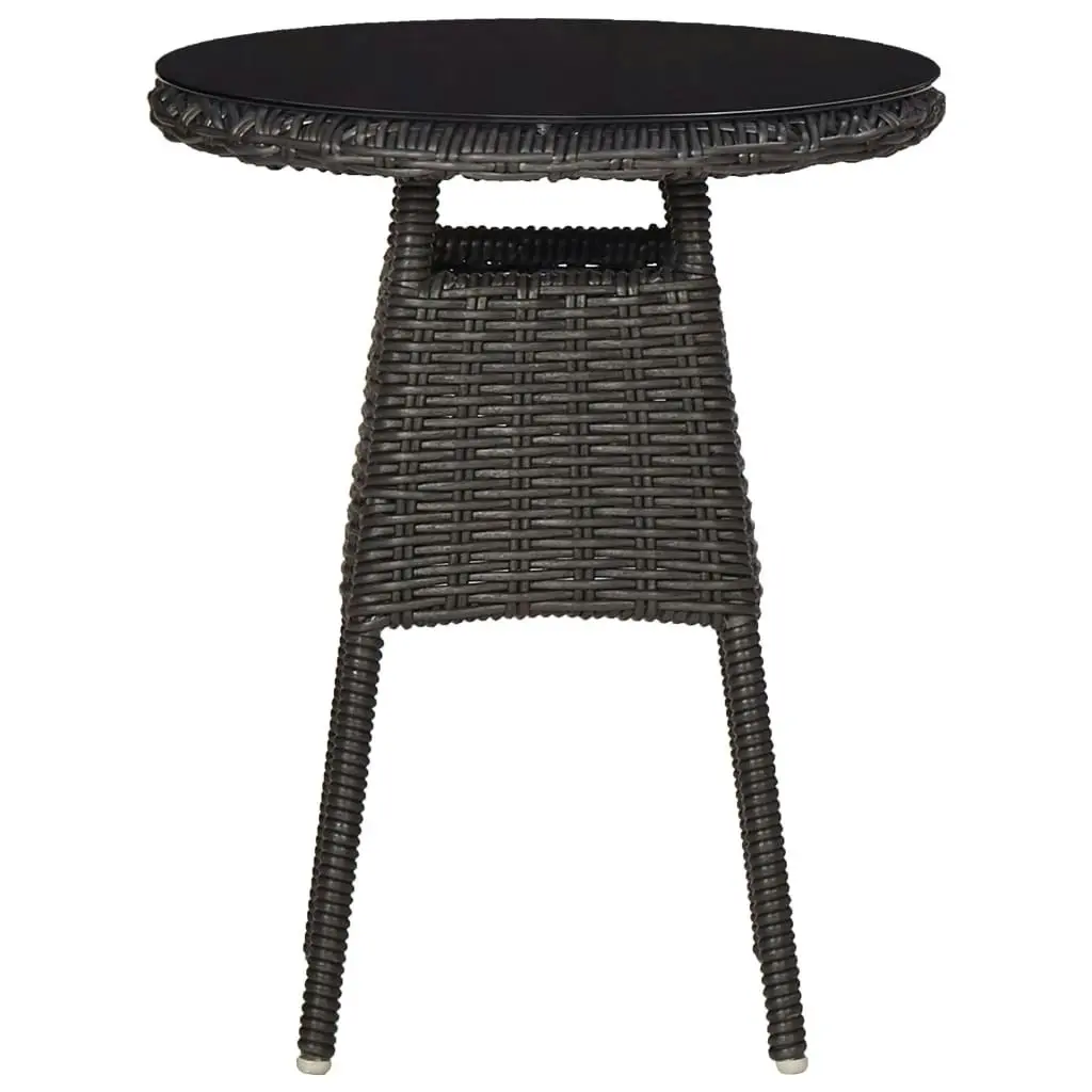 Garden Chairs 2 pcs with Tea Table Poly Rattan Black 46550