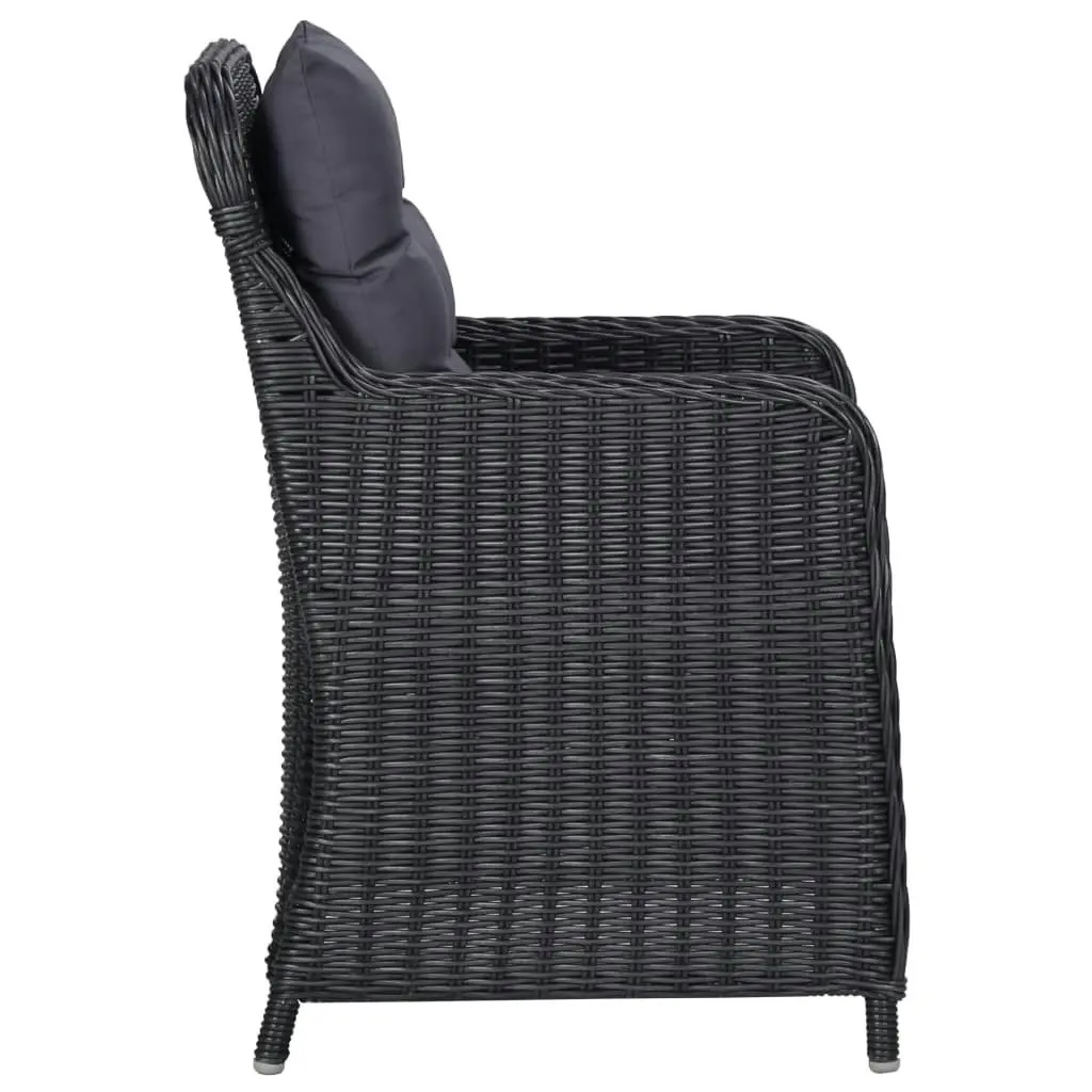 Garden Chairs 2 pcs with Tea Table Poly Rattan Black 46550