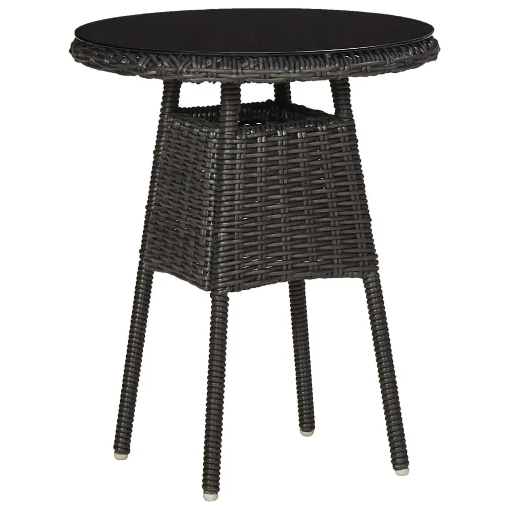 Garden Chairs 2 pcs with Tea Table Poly Rattan Black 46550