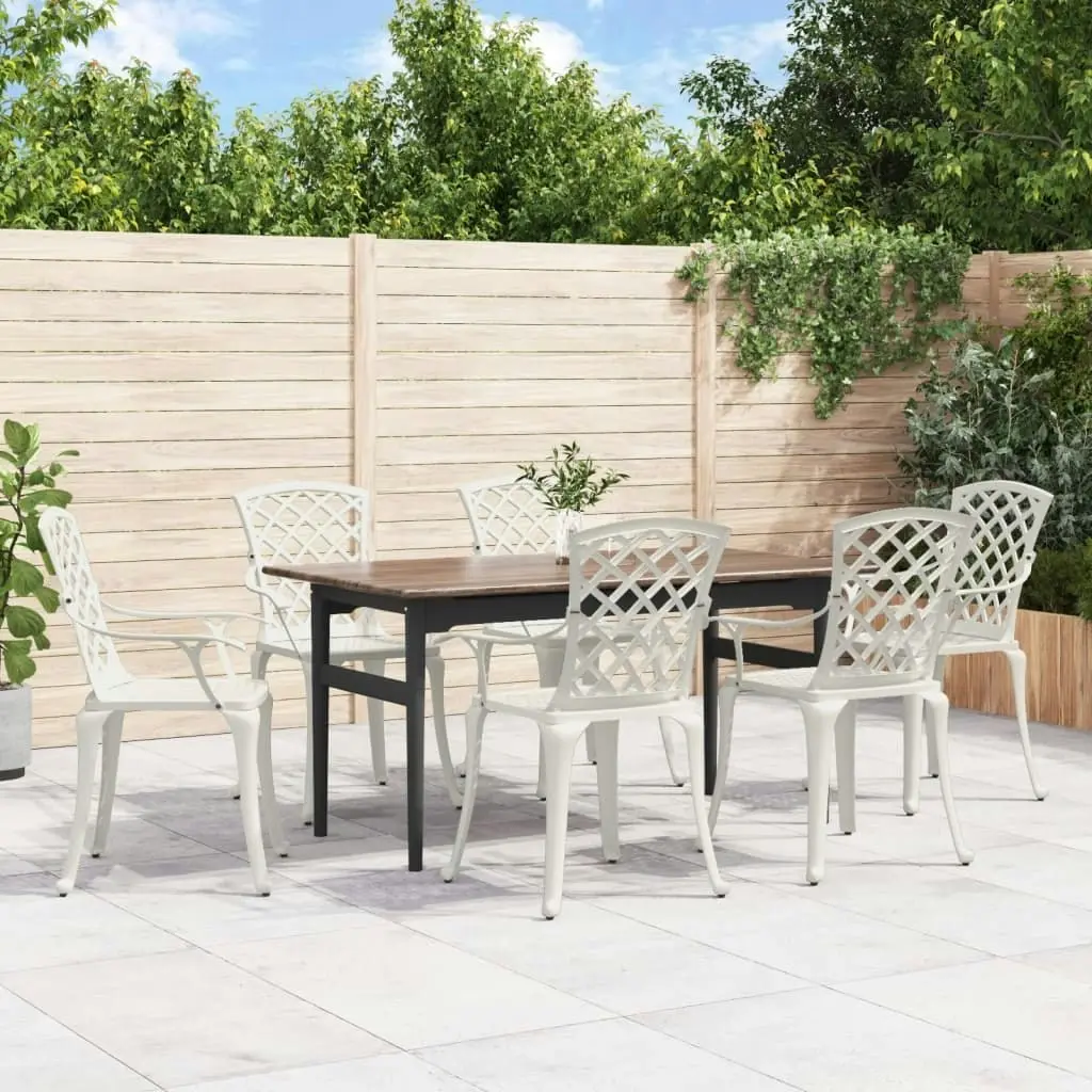 Garden Chairs 6 pcs Cast Aluminium White 3216321