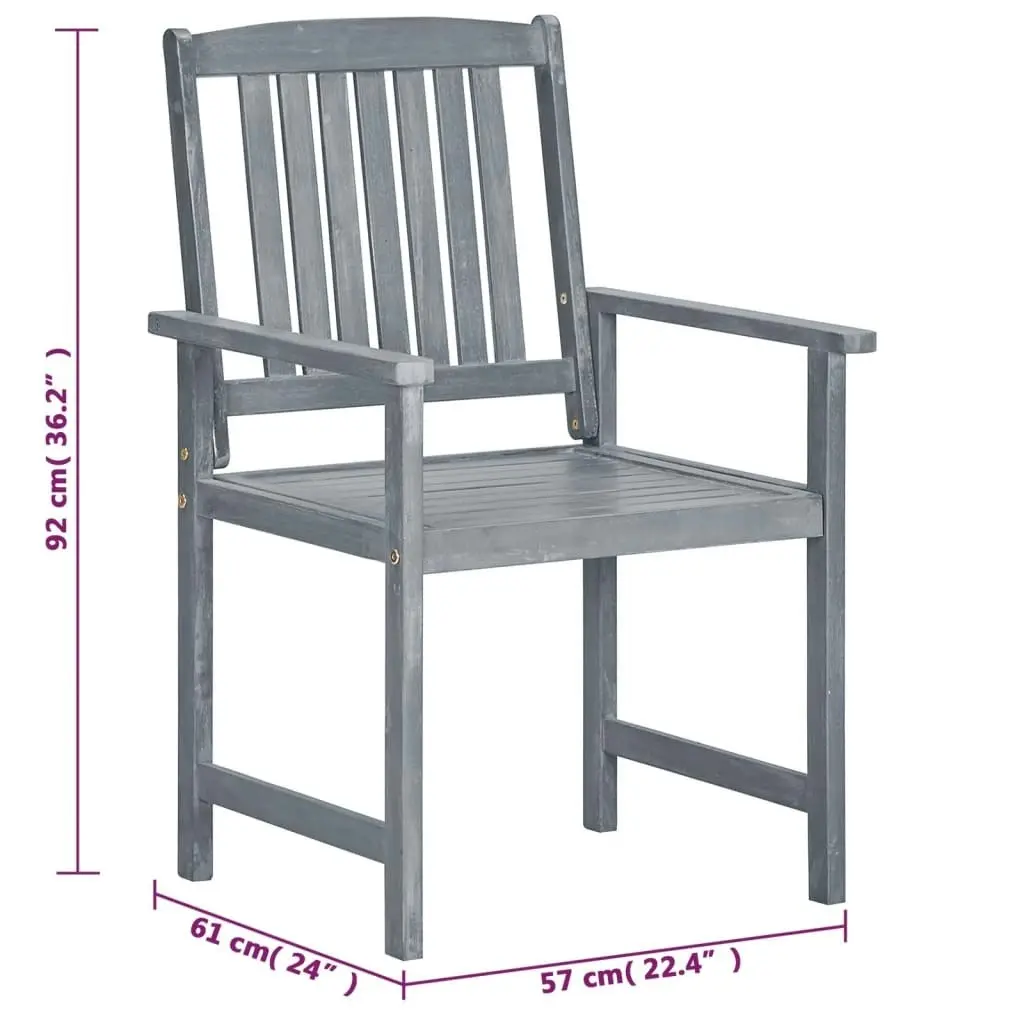 Garden Chairs 8 pcs Solid Acacia Wood Grey 3078206