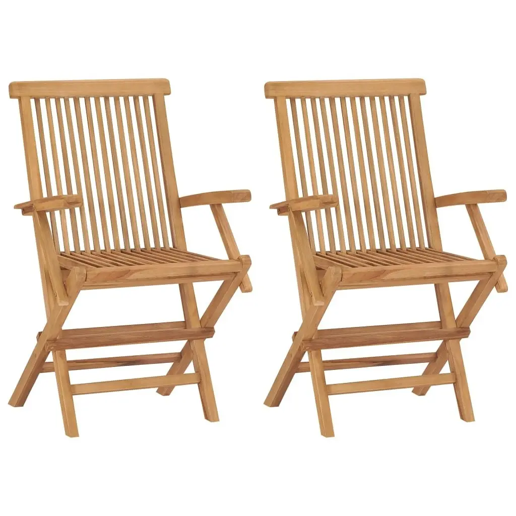 Garden Chairs with Anthracite Cushions 2 pcs Solid Teak Wood 3062502