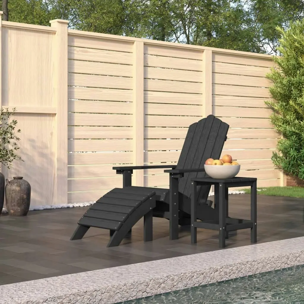 Garden Adirondack Chair with Footstool & Table HDPE Anthracite 3095709