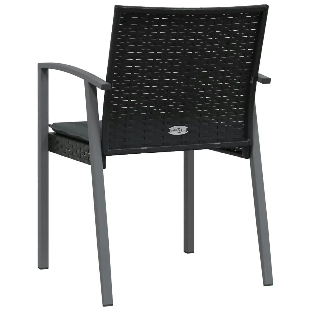 Garden Chairs with Cushions 2 pcs Black 56.5x57x83 cm Poly Rattan 364096