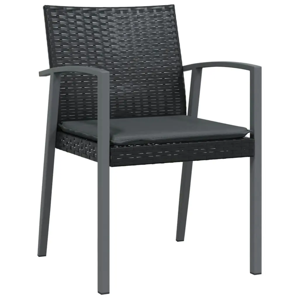 Garden Chairs with Cushions 2 pcs Black 56.5x57x83 cm Poly Rattan 364096