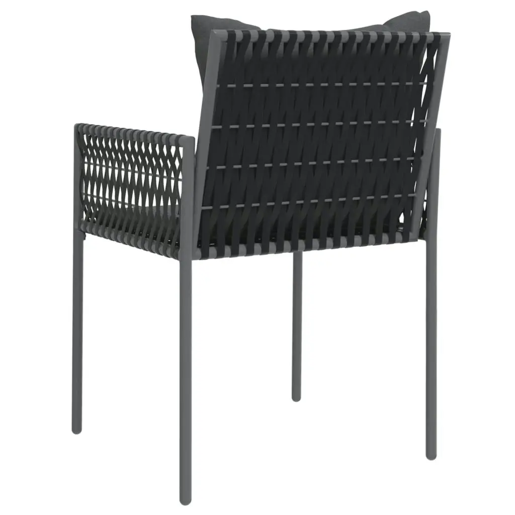 Garden Chairs with Cushions 2 pcs Black 54x61x83 cm Poly Rattan 364101