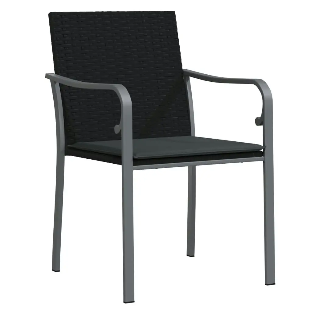 Garden Chairs with Cushions 2 pcs Black 56x59x84 cm Poly Rattan 364094