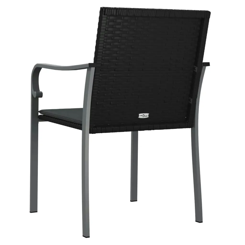 Garden Chairs with Cushions 2 pcs Black 56x59x84 cm Poly Rattan 364094