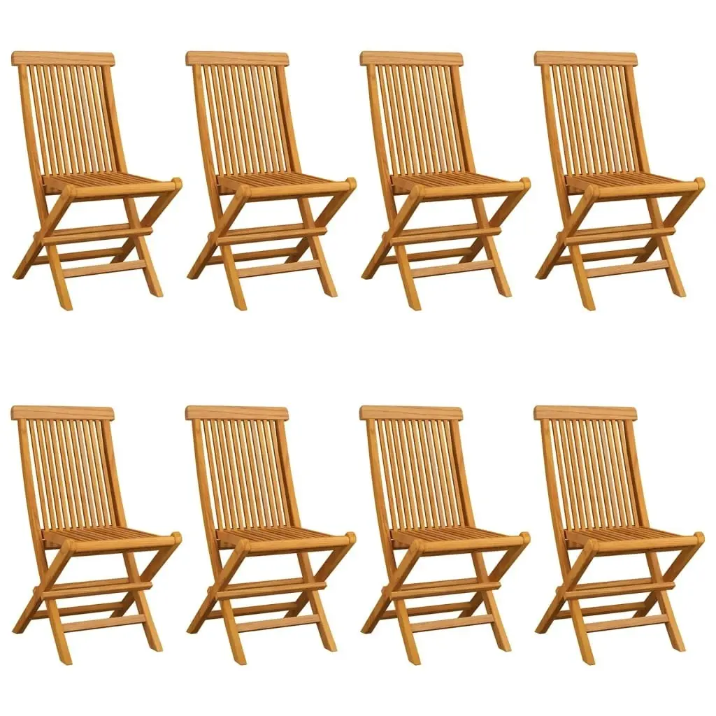 Garden Chairs with Cream White Cushions 8 pcs Solid Teak Wood 3072934