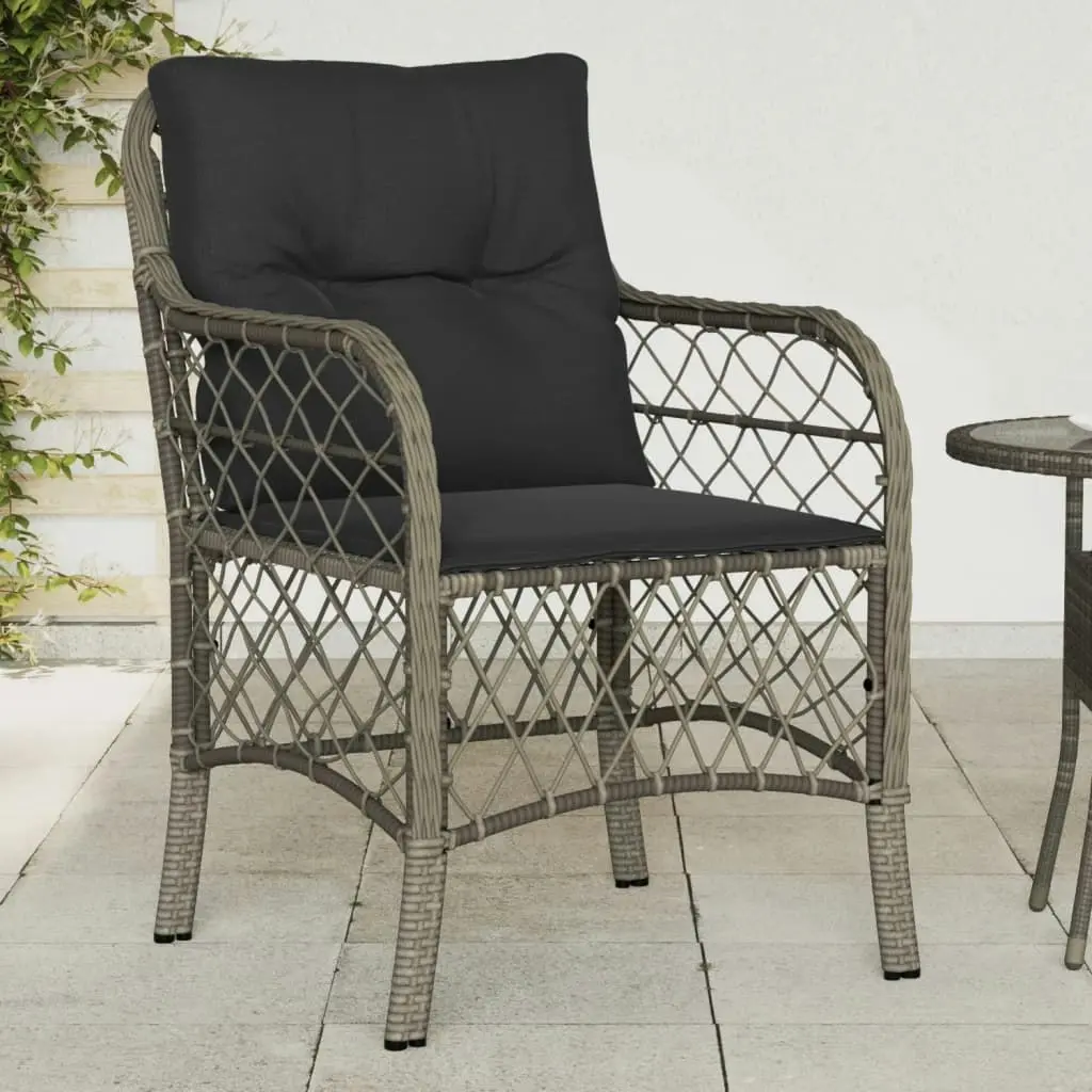 Garden Chairs with Cushions 2 pcs Grey Poly Rattan 365155