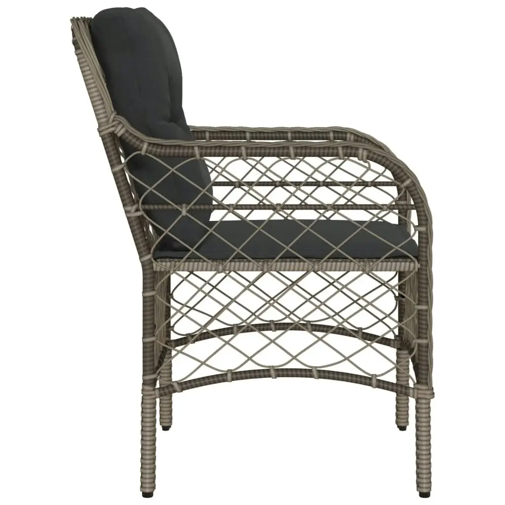 Garden Chairs with Cushions 2 pcs Grey Poly Rattan 365155