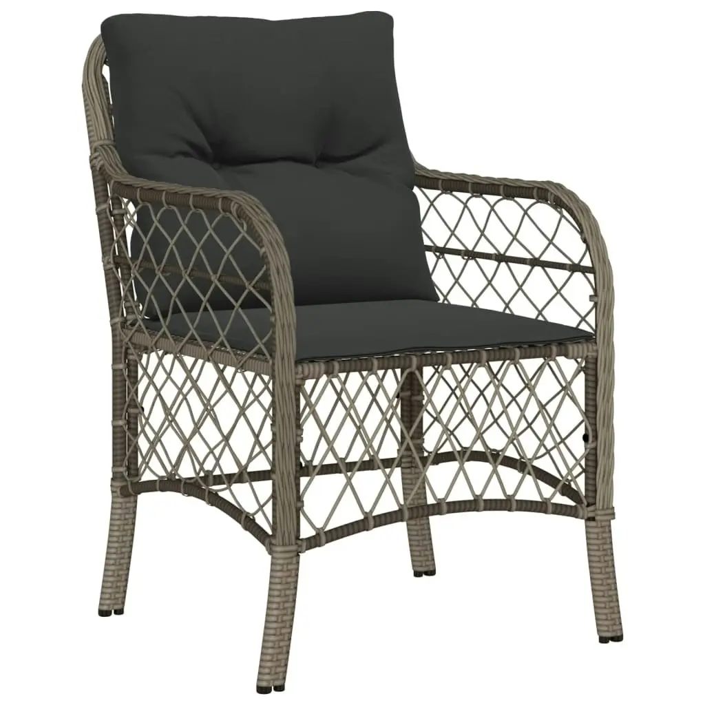 Garden Chairs with Cushions 2 pcs Grey Poly Rattan 365155