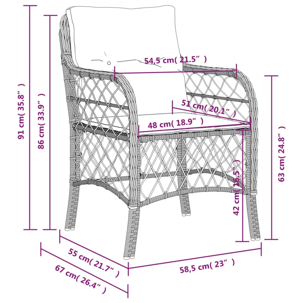 Garden Chairs with Cushions 2 pcs Grey Poly Rattan 365155