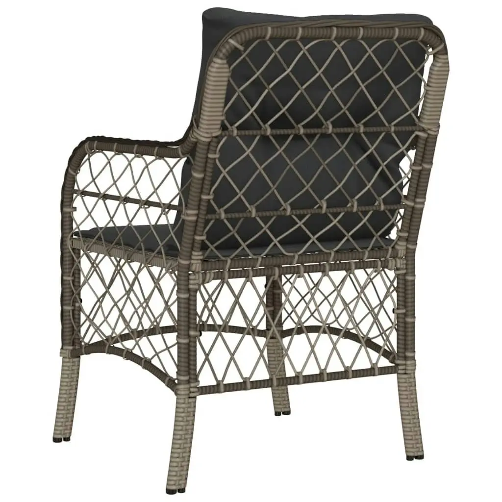 Garden Chairs with Cushions 2 pcs Grey Poly Rattan 365155