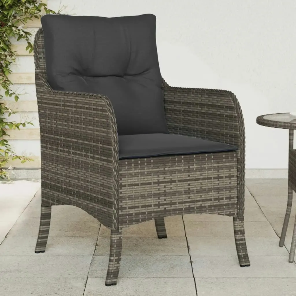 Garden Chairs with Cushions 2 pcs Grey Poly Rattan 365147