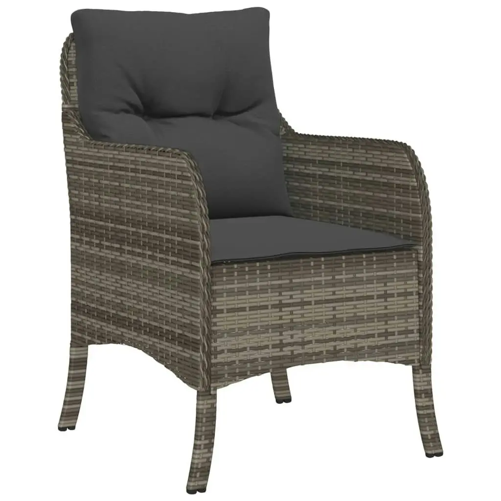 Garden Chairs with Cushions 2 pcs Grey Poly Rattan 365147