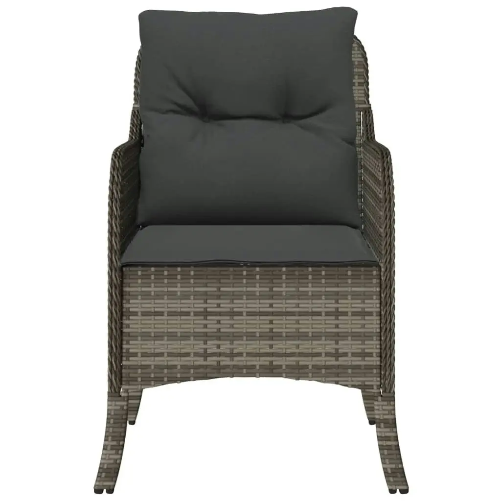 Garden Chairs with Cushions 2 pcs Grey Poly Rattan 365147