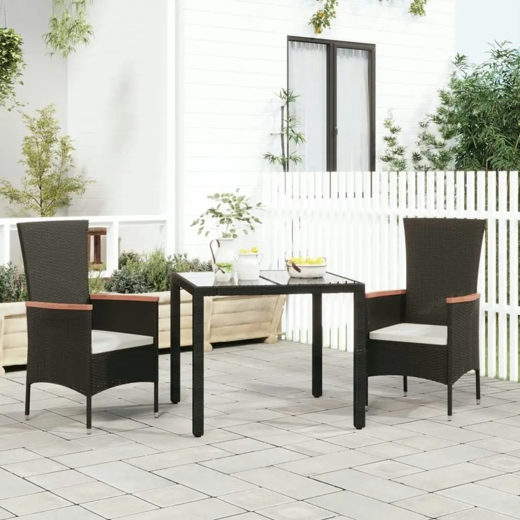 Garden Chairs with Cushions 2 pcs Poly Rattan Black 319525