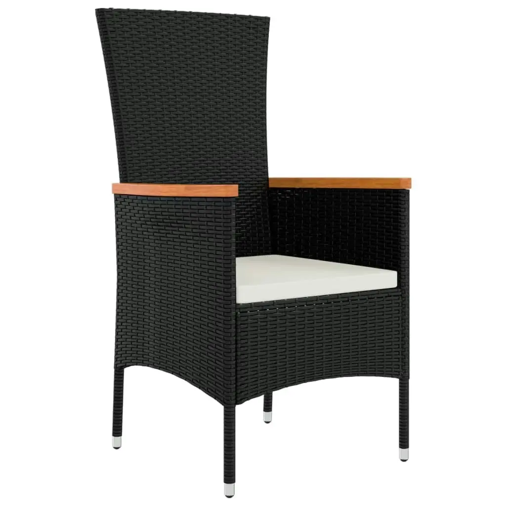 Garden Chairs with Cushions 2 pcs Poly Rattan Black 319525