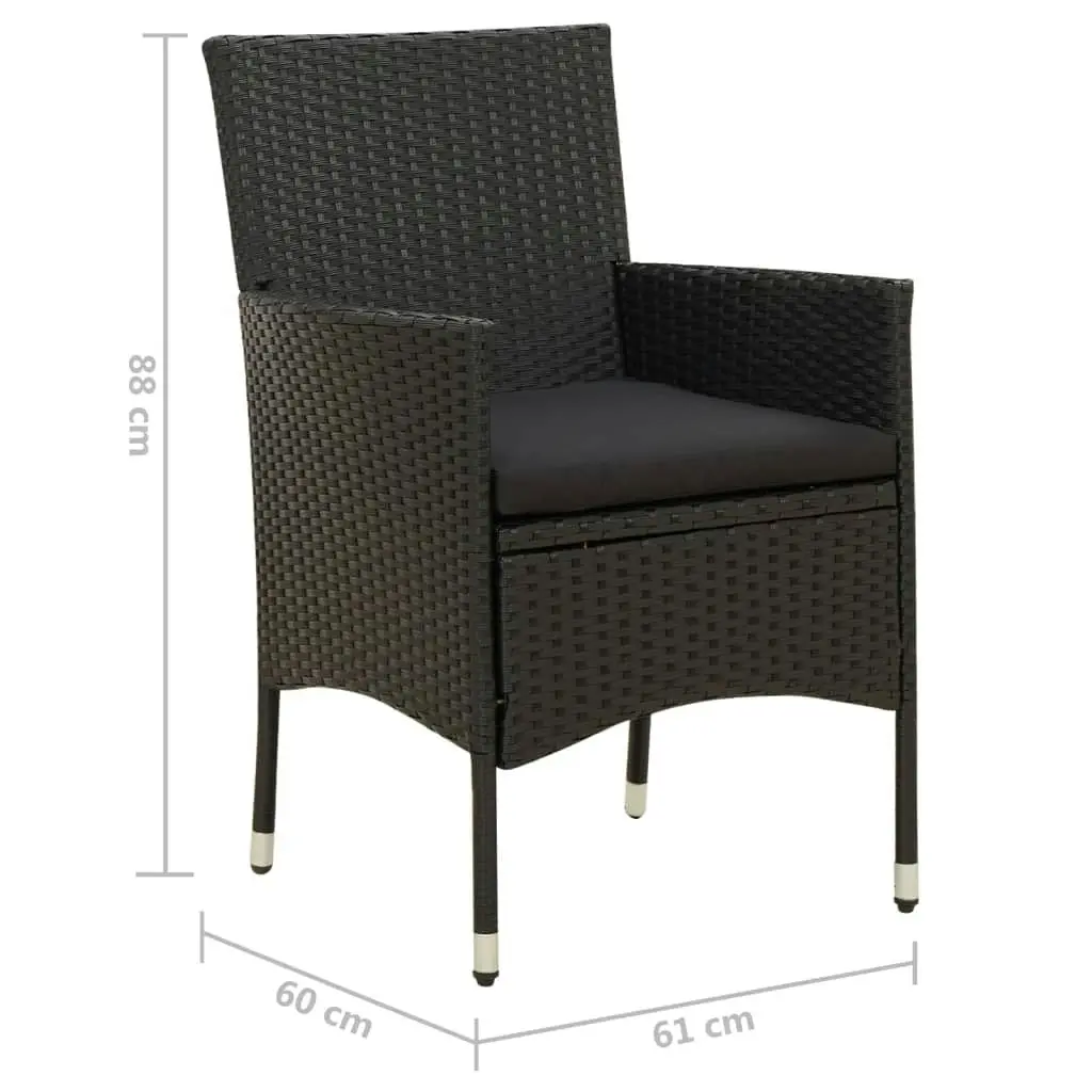 Garden Chairs with Cushions 2 pcs Poly Rattan Black 316681