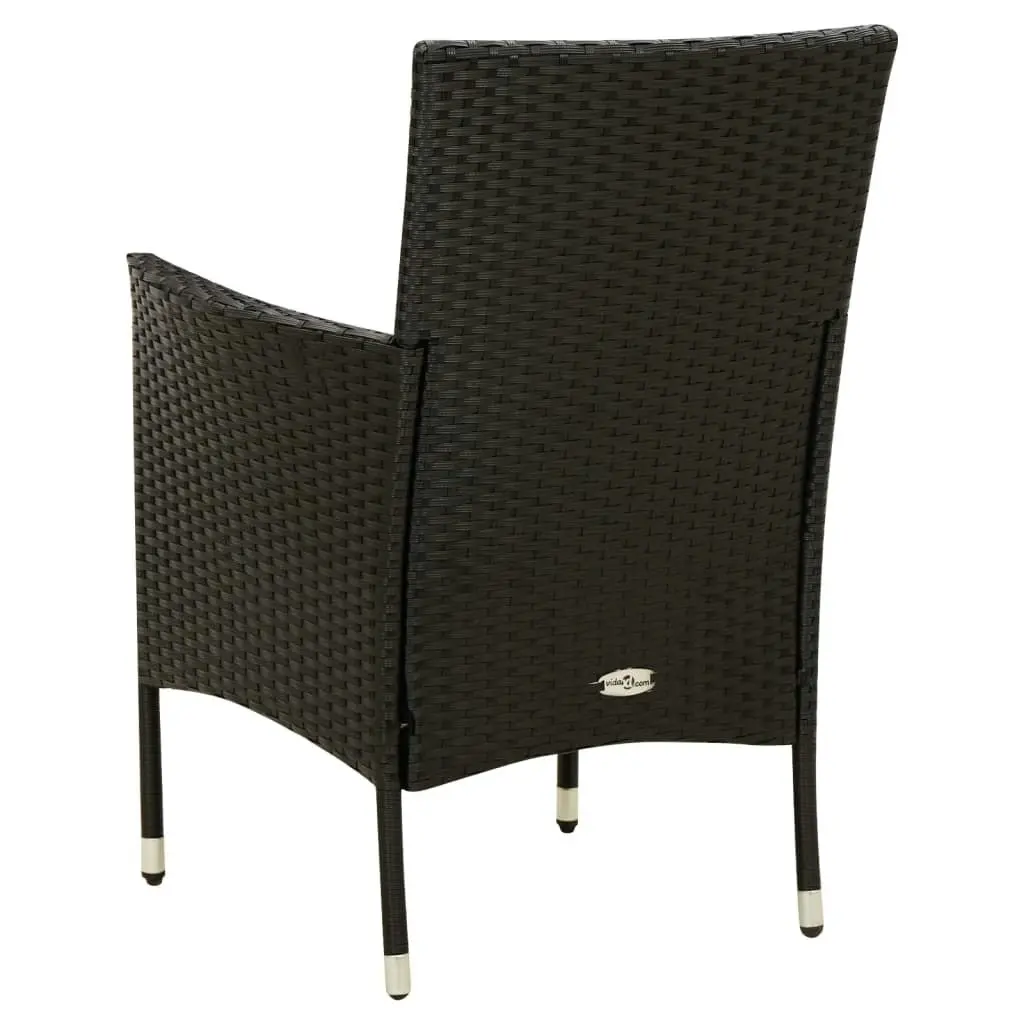 Garden Chairs with Cushions 2 pcs Poly Rattan Black 316681