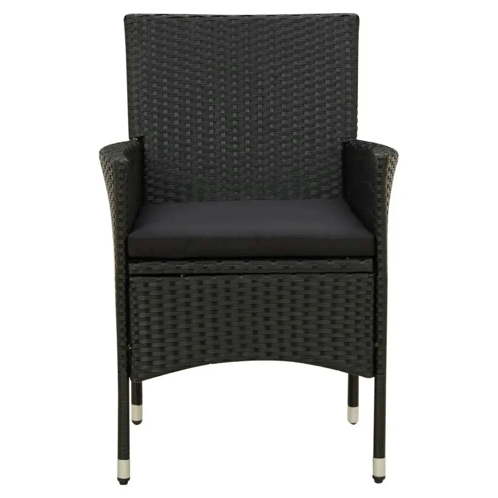 Garden Chairs with Cushions 2 pcs Poly Rattan Black 316681