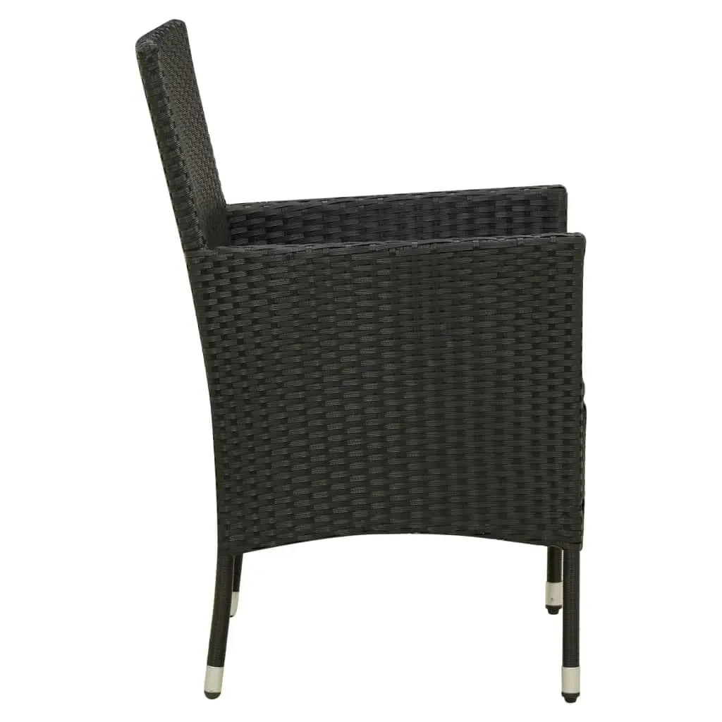 Garden Chairs with Cushions 2 pcs Poly Rattan Black 316681