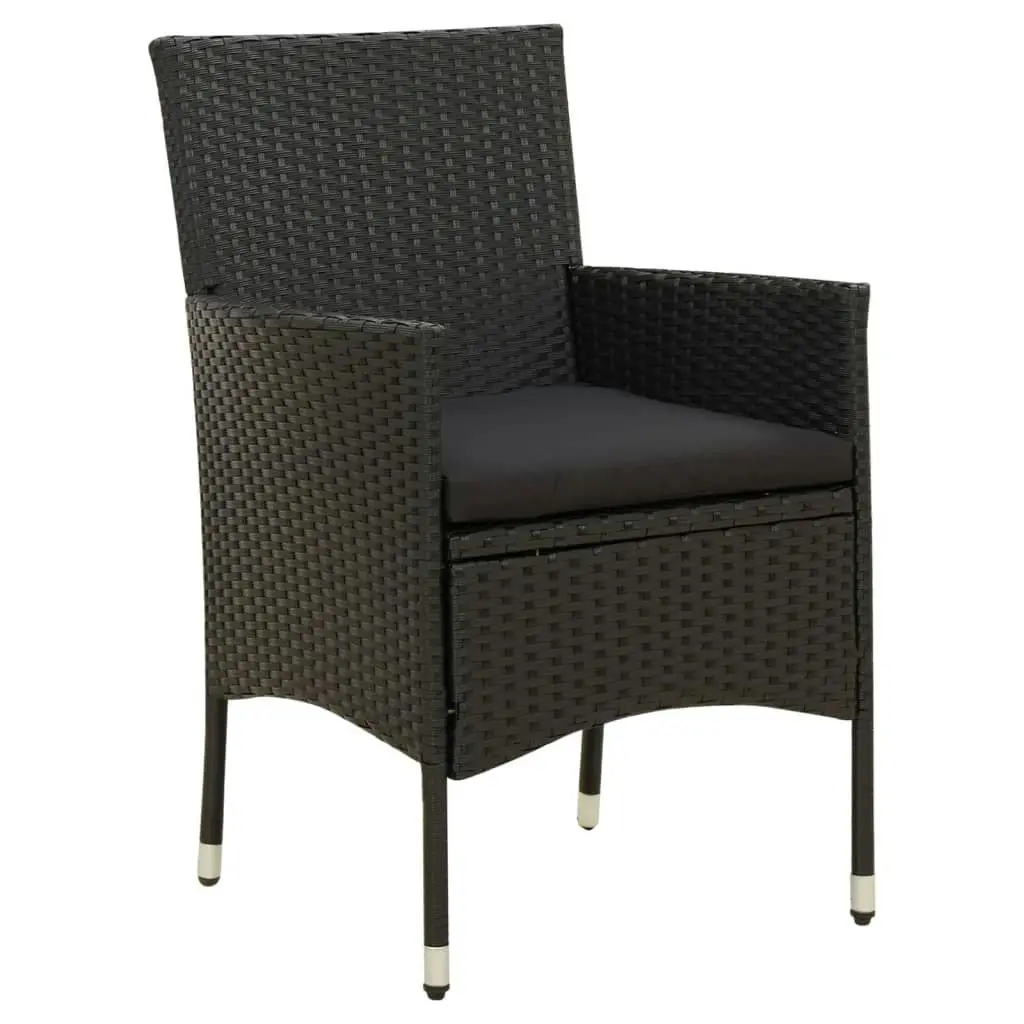 Garden Chairs with Cushions 2 pcs Poly Rattan Black 316681