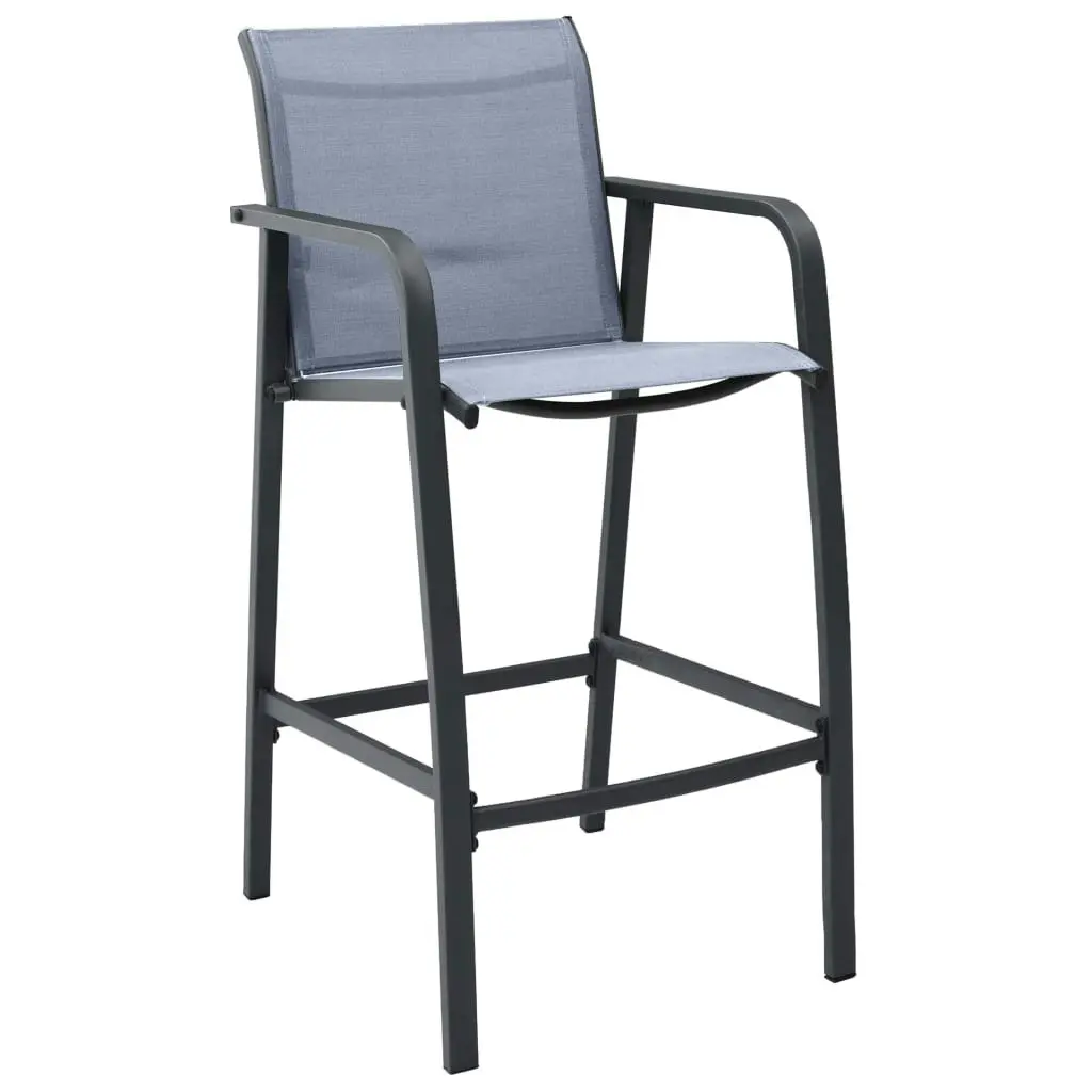 Garden Bar Chairs 2 pcs Grey Textilene 48118