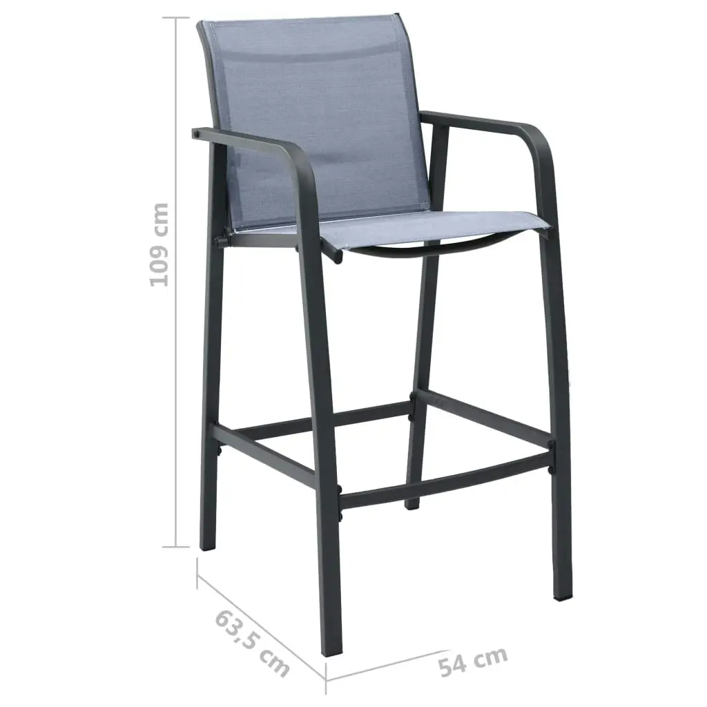 Garden Bar Chairs 2 pcs Grey Textilene 48118