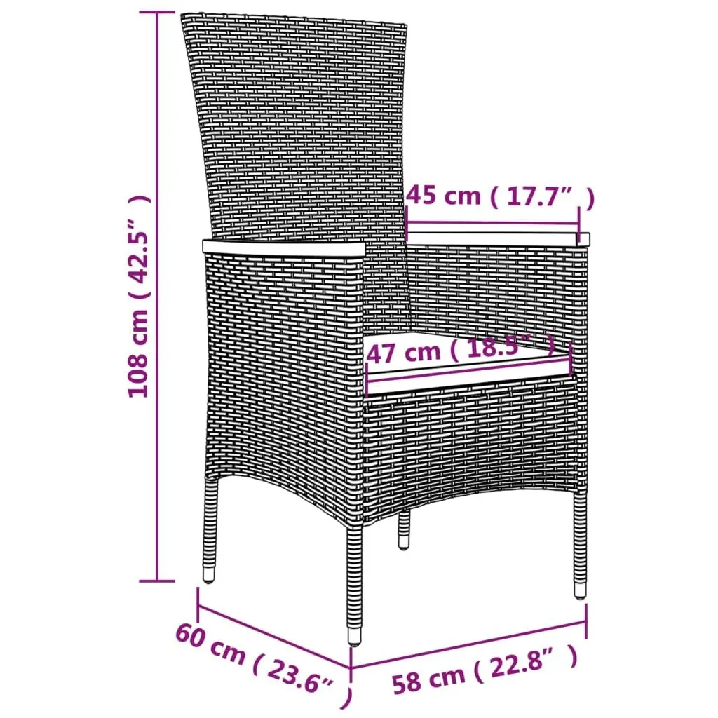 Garden Chairs with Cushions 2 pcs Poly Rattan Grey 319526