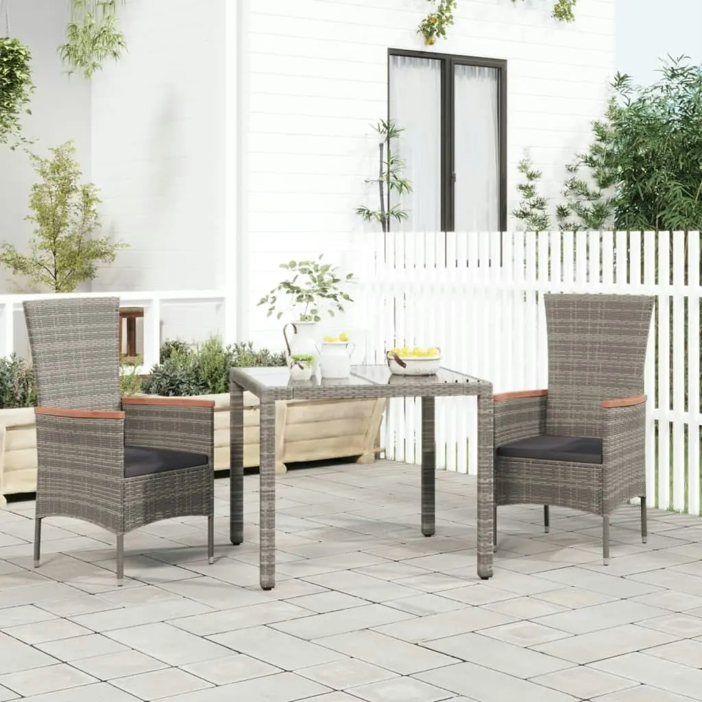 Garden Chairs with Cushions 2 pcs Poly Rattan Grey 319526