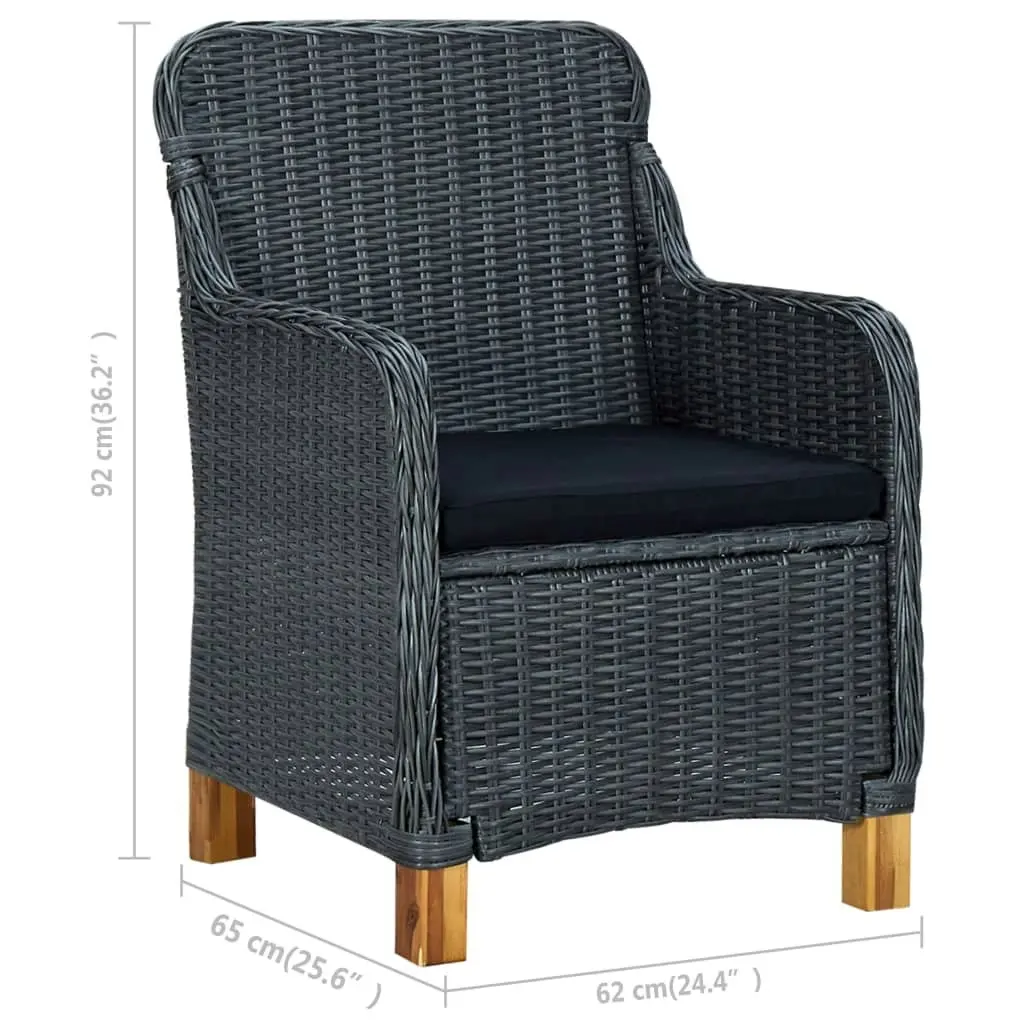 Garden Chairs with Cushions 2 pcs Poly Rattan Dark Grey 313315