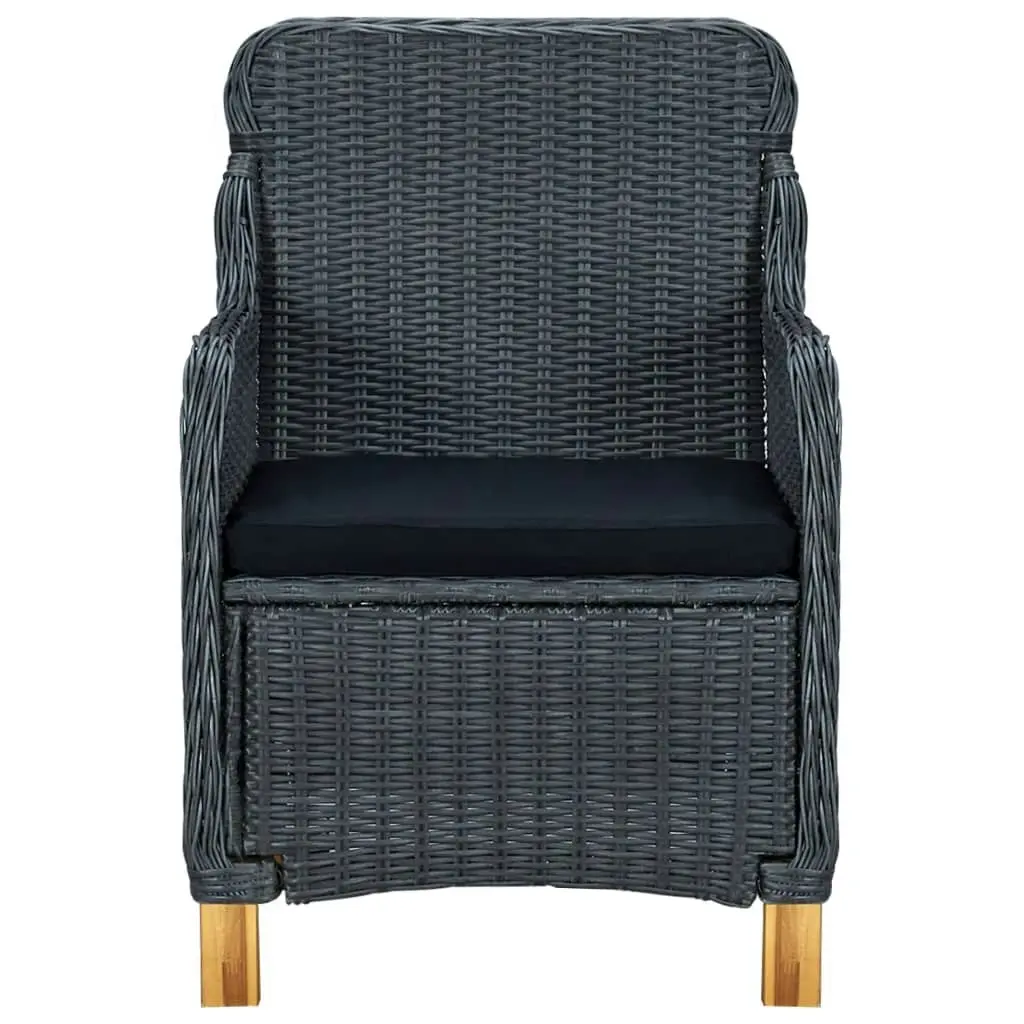 Garden Chairs with Cushions 2 pcs Poly Rattan Dark Grey 313315