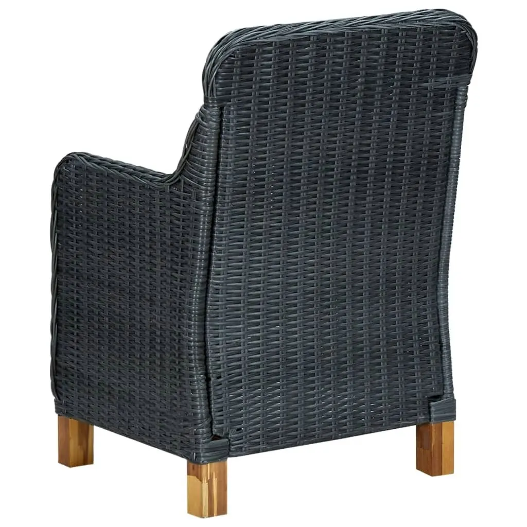 Garden Chairs with Cushions 2 pcs Poly Rattan Dark Grey 313315