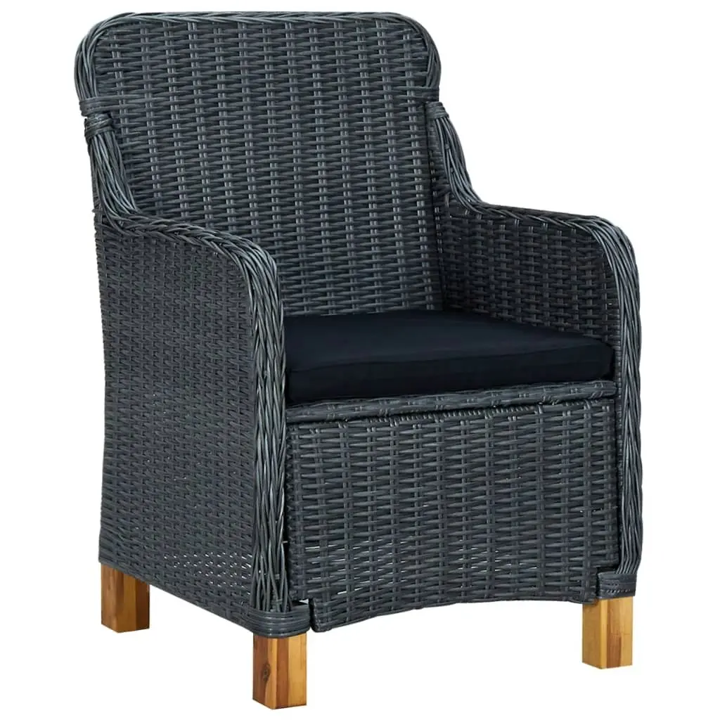 Garden Chairs with Cushions 2 pcs Poly Rattan Dark Grey 313315