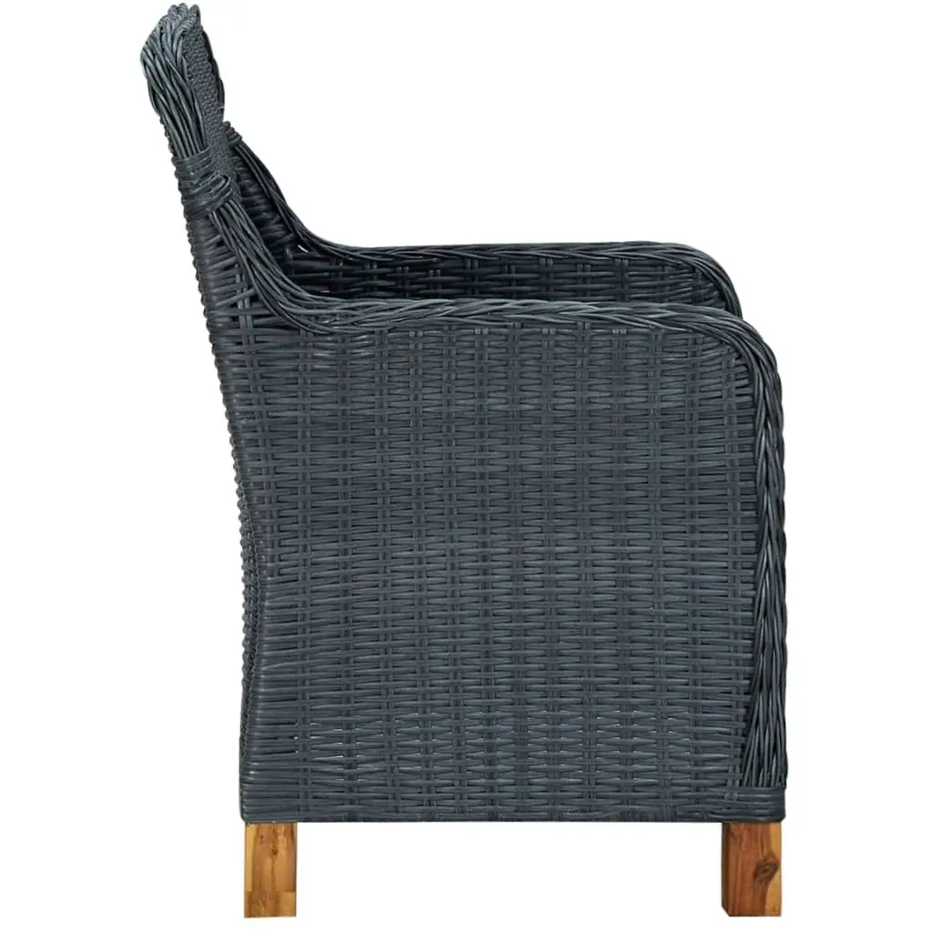 Garden Chairs with Cushions 2 pcs Poly Rattan Dark Grey 313315