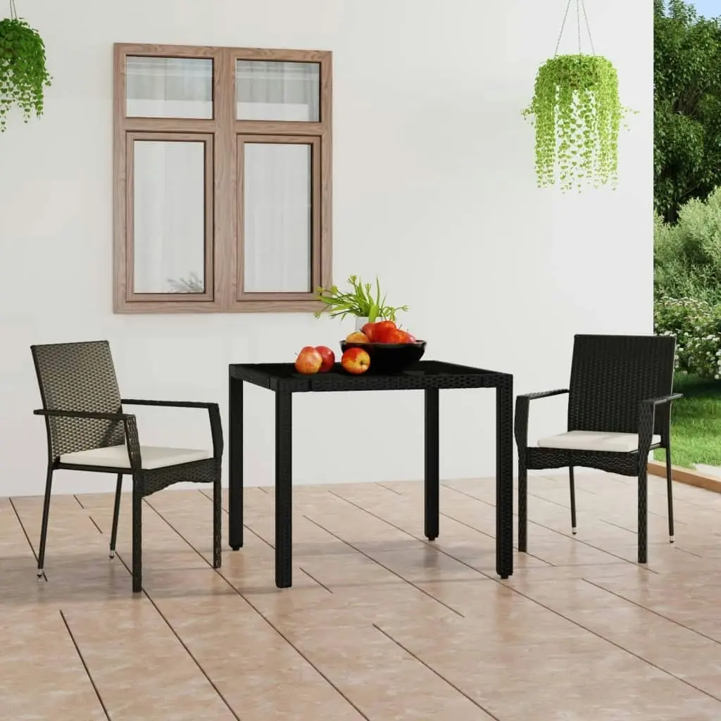 Garden Chairs with Cushions 2 pcs Poly Rattan Black 319881