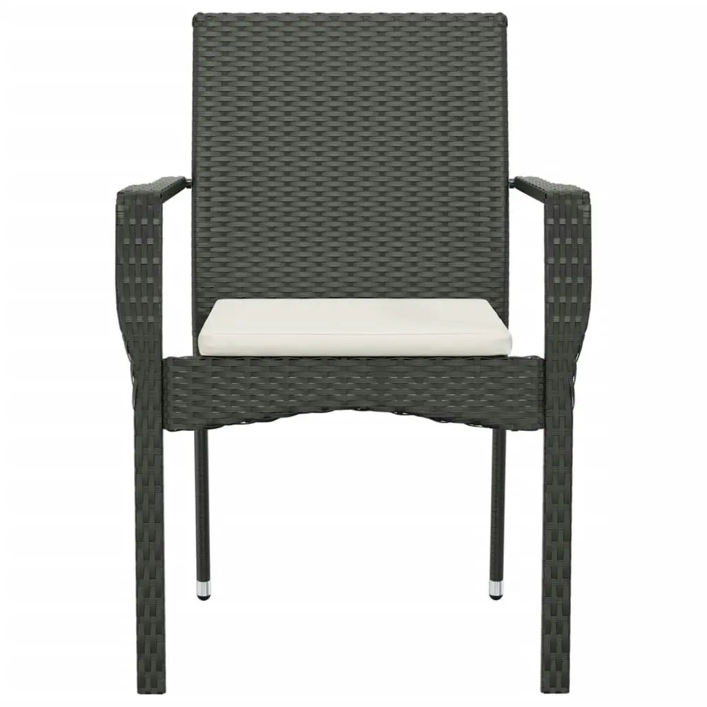 Garden Chairs with Cushions 2 pcs Poly Rattan Black 319881