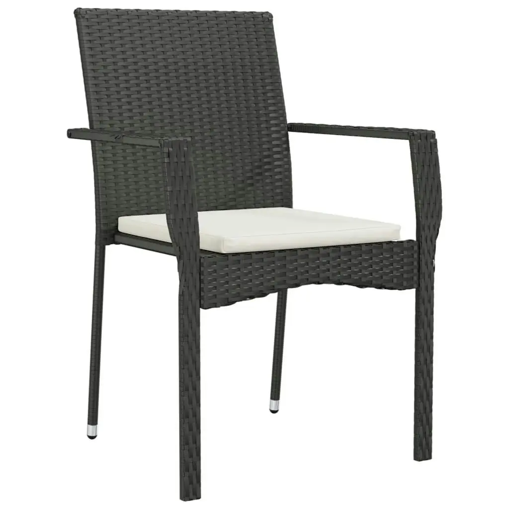 Garden Chairs with Cushions 2 pcs Poly Rattan Black 319881