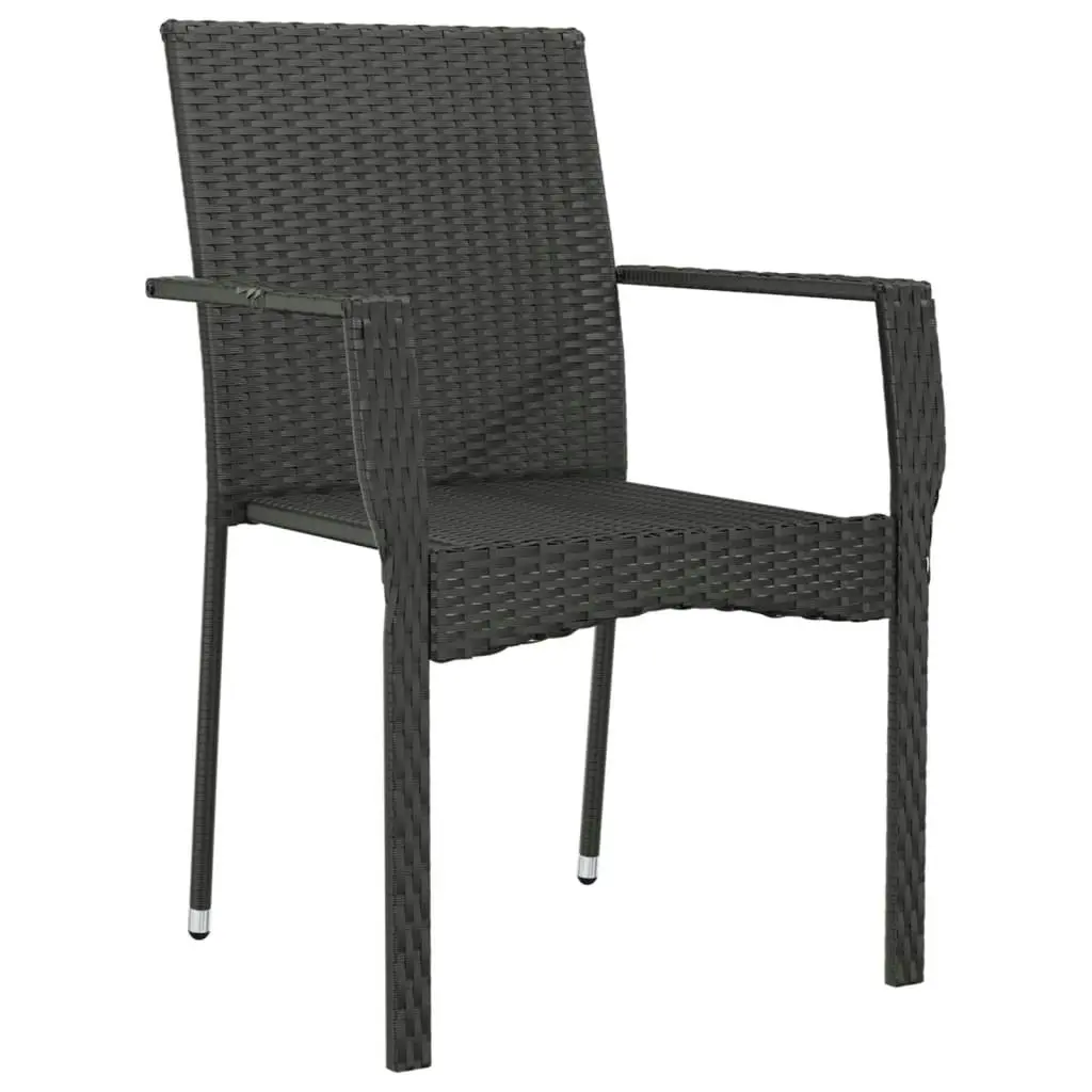 Garden Chairs with Cushions 2 pcs Poly Rattan Black 319881