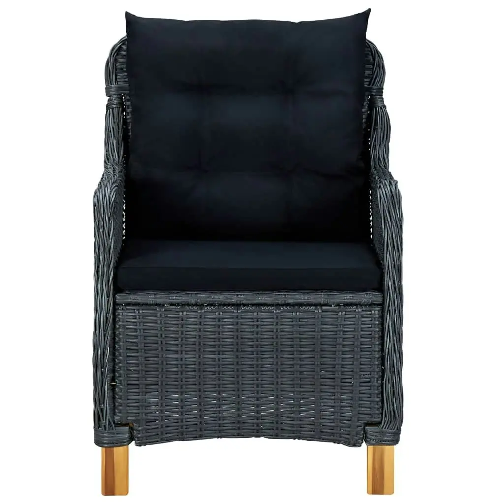 Garden Chairs with Cushions 2 pcs Poly Rattan Dark Grey 313316