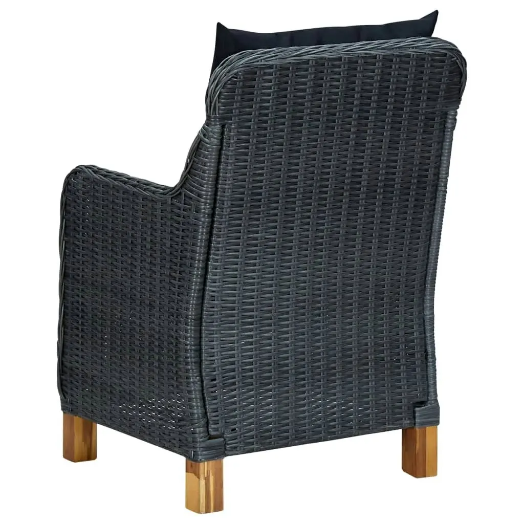 Garden Chairs with Cushions 2 pcs Poly Rattan Dark Grey 313316