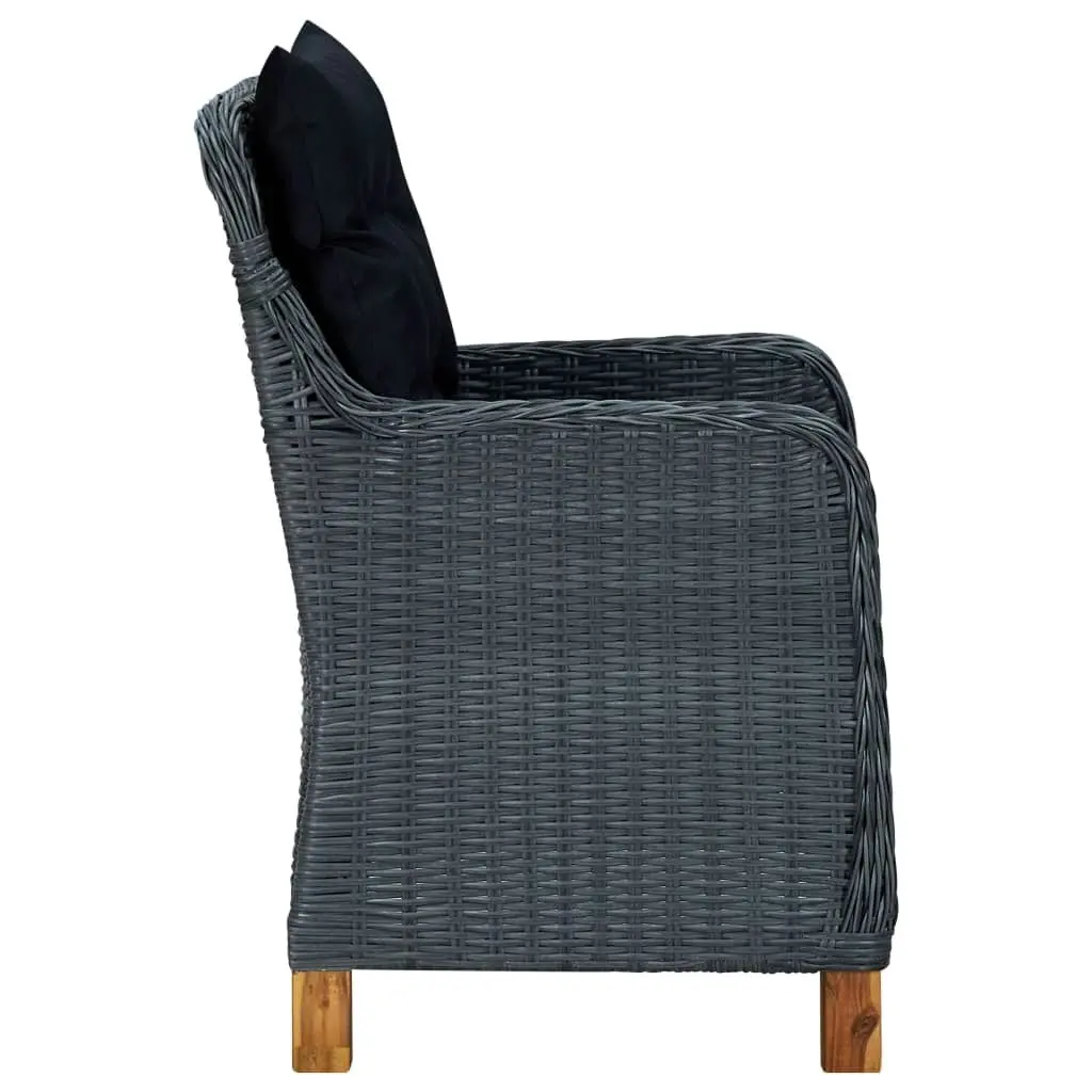 Garden Chairs with Cushions 2 pcs Poly Rattan Dark Grey 313316